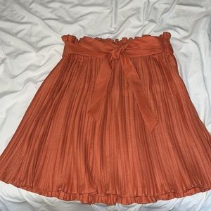Burnt Orange pleated mini skirt
